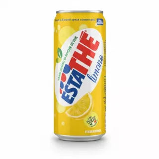 Can of Esta Thè lemon flavour iced tea on a white background