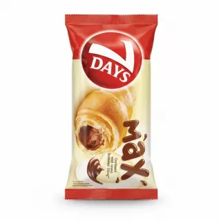 7 Days croissant with cocoa filling in packaging on a white background