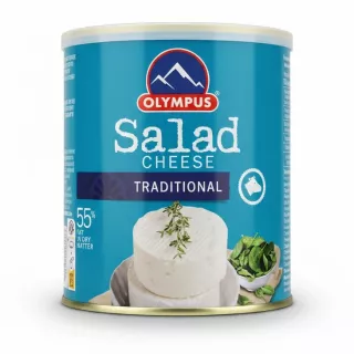 Olympus Traditional Salad Cheese can front label with cheese image