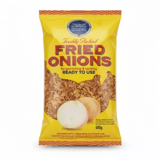 packet of Heera fried onions with onion illustration