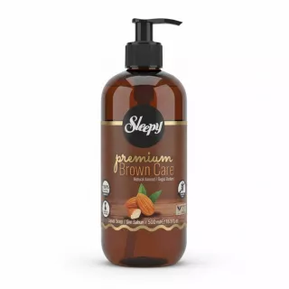 Sleepy premium brown care natural almond liquid soap bottle front