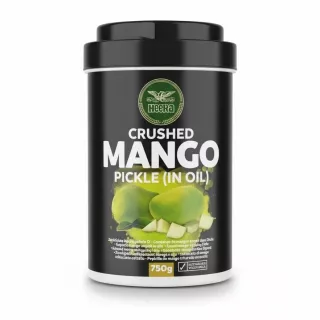 Heera Crushed Mango Pickle in Oil jar front view