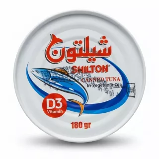 Top view of Shilton canned tuna in vegetable oil 180g tin