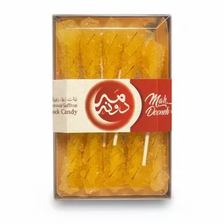 Mah Dooneh Premium Saffron Rock Candy sticks packed in elegant box