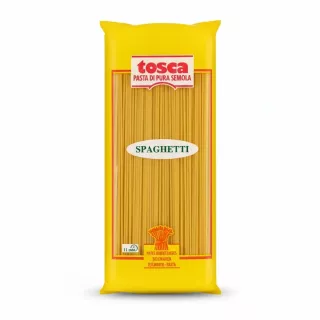 Package of Tosca spaghetti pasta in yellow wrapping