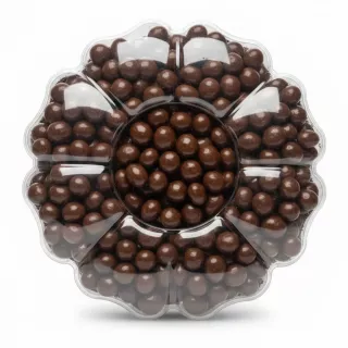 Achachi Choco Dragee chocolate nut assortment in flower-shaped clear container