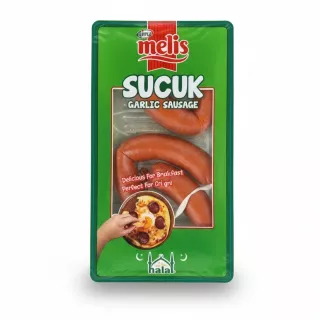 Packaged Gima Melis Sucuk garlic sausage in green tray