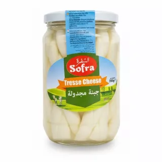 Jar of Sofra Tresse braided cheese in liquid
