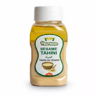 Plastic jar of Poursam Sesame Tahini Paste