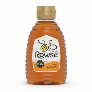 Rowse Runny Honey plastic bottle with bee logo on front