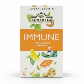 Ahmad Tea Immune Lemon Ginger Turmeric herbal tea box front