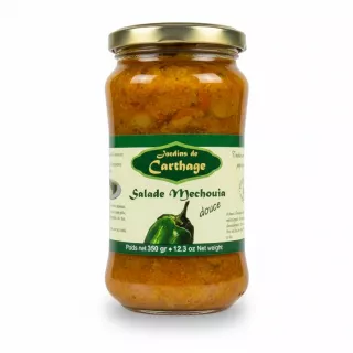 Jardins de Carthage Salade Mechouia Mild in glass jar front label