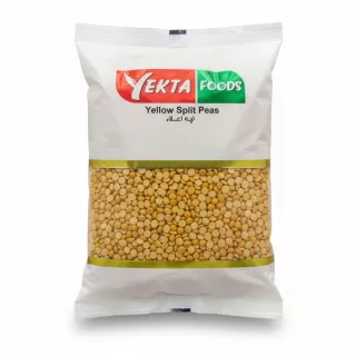 Packaged yellow split peas front view