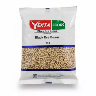 Yekta Foods Black Eye Beans 1kg pack front view showing beans