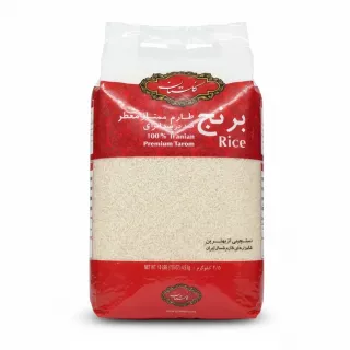 pack of Golestan Premium Tarom rice showing long white grains
