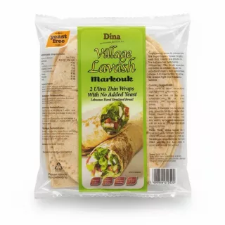 Pack of two ultra-thin yeast free Lebanese Village Lavash Markouk wraps