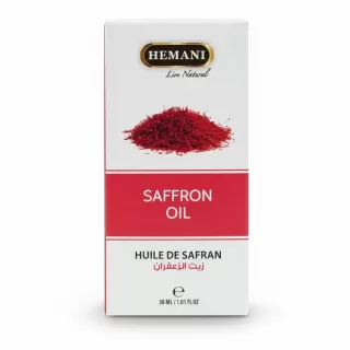 Box of Hemani Saffron Oil with saffron threads image on front