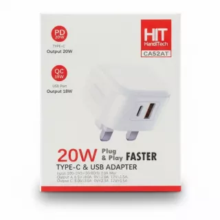 HIT HandiTech 20W Type-C & USB Adapter front box view