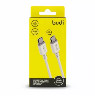 budi USB Type-C charge and sync cable in yellow packaging