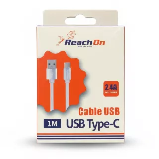 ReachOn USB Type-C 1 metre charging cable in original packaging front view