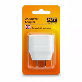 Front view of HIT HandiTech UK Shaver Adaptor in packaging