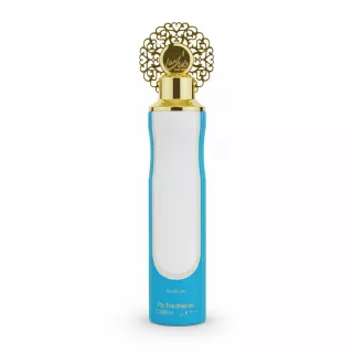Ahbami Nusuk Air Freshener blue bottle with decorative gold cap front view