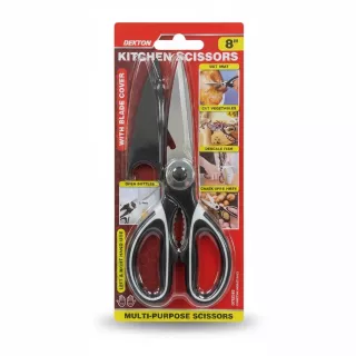 Dekton 8 inch multi-purpose kitchen scissors in packaging front view