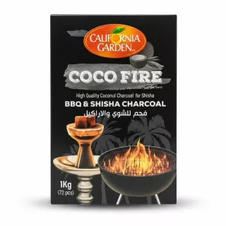California Garden Coco Fire BBQ and Shisha Charcoal 1kg box front view