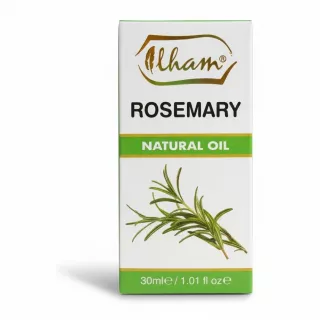 Ilham Rosemary Natural Oil packaging front with rosemary illustration