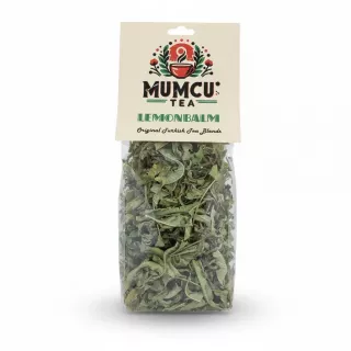 Mumcu Tea Lemon Balm dried leaves in clear plastic packaging