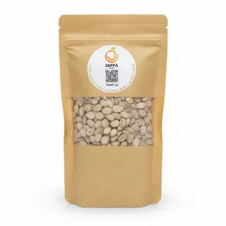 Jaffa Food brand dried fava beans in kraft paper bag with clear window