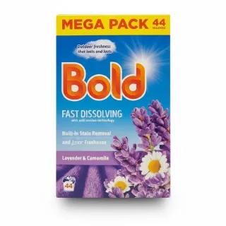 Front of Bold Laundry Detergent Mega Pack displaying lavender and camomile flowers