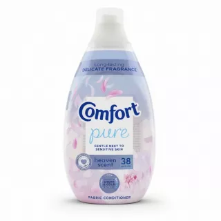 Bottle of Comfort Pure Heaven Scent fabric conditioner with floral design