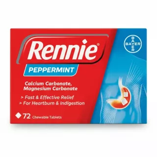 Box of Rennie Peppermint chewable tablets