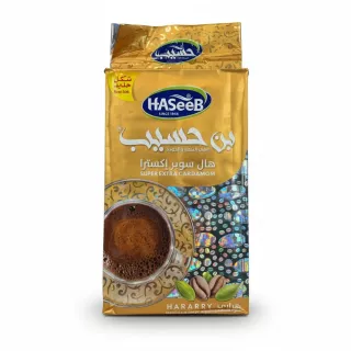 Haseeb Super Extra Cardamom Coffee gold package front