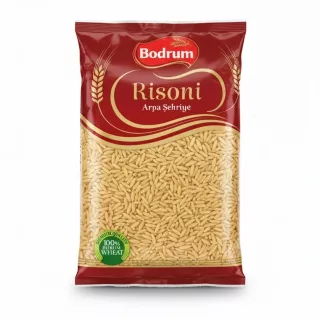 Front packaging of Bodrum Risoni pasta showing rice-shaped pasta grains