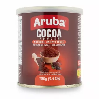 Aruba natural unsweetened cocoa powder 100g tin showing front label