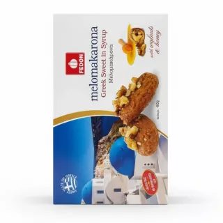 Box of Fedon Melomakarona Greek biscuits with walnuts and honey