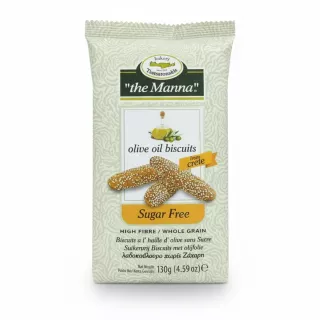 Package of olive oil biscuits with sesame seeds