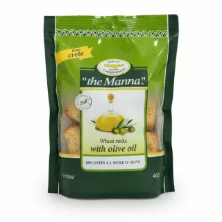 Pack of Tsatsaronakis wheat rusks with olive oil in green packaging