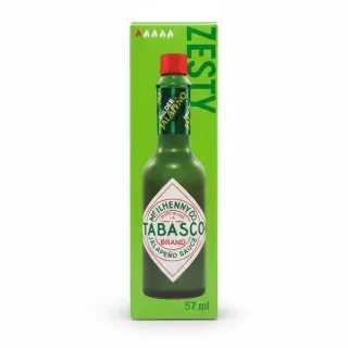 Tabasco Milder Jalapeño Sauce bottle in green packaging