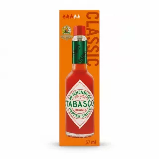 Tabasco Classic Pepper Sauce 57ml bottle in orange packaging front view