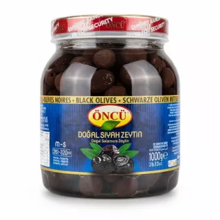 Jar of Öncü brand natural black olives in brine