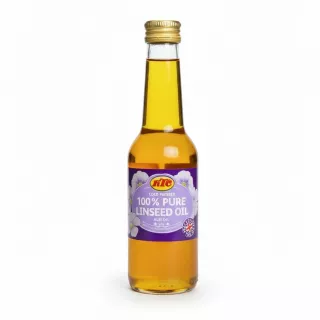 Bottle of KTC 100% Pure Linseed Oil with purple and gold label