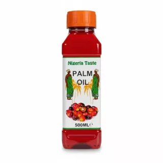 Bottle of Nigeria Taste Palm Oil 500ml with orange cap