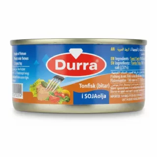 Durra Tuna Chunks can held in hand showing front label