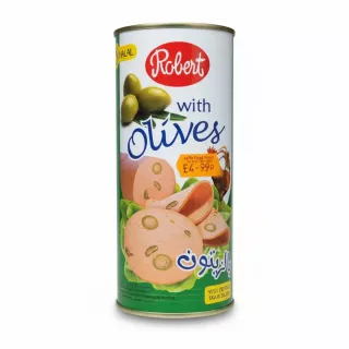 Robert Chicken Luncheon Meat with Green Olives Can Front