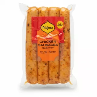 Vacuum-packed spicy chicken sausages by Najma