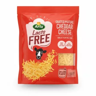 Arla Lactofree grated mature cheddar cheese pack front