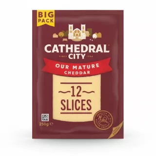 Pack of Cathedral City mature cheddar cheese with 12 slices